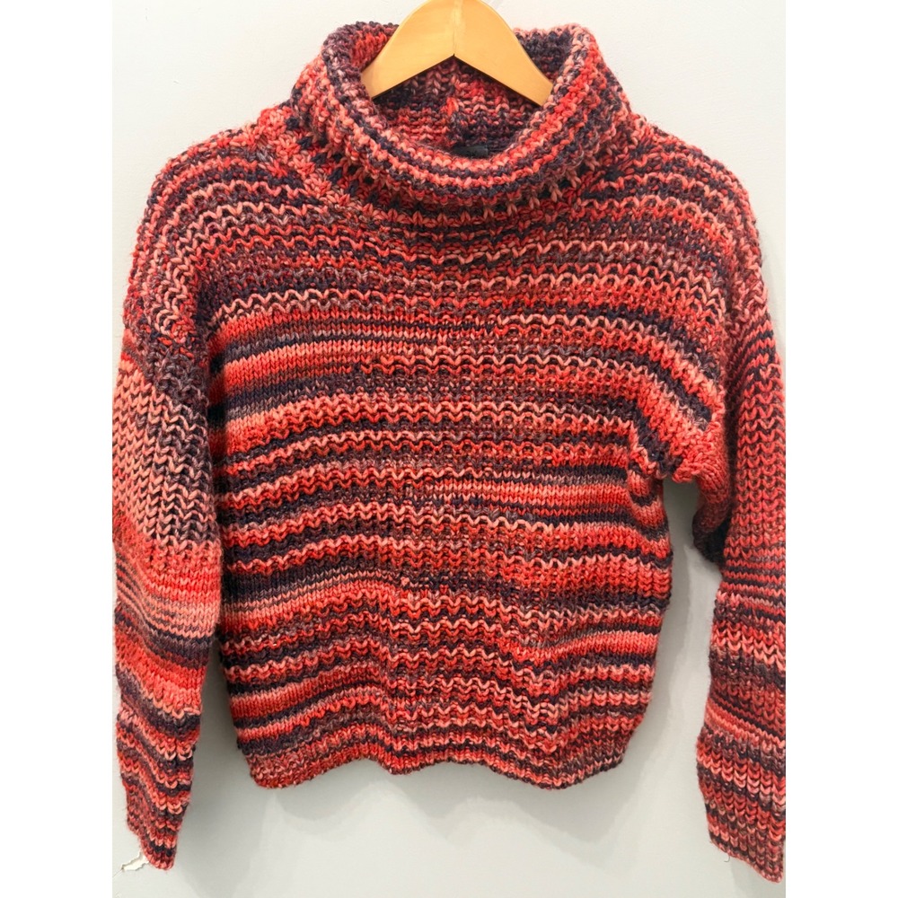 Elsamanda Italy Chunky Knit Cowl Neck Sweater Women's M Space Dye Wool Blend